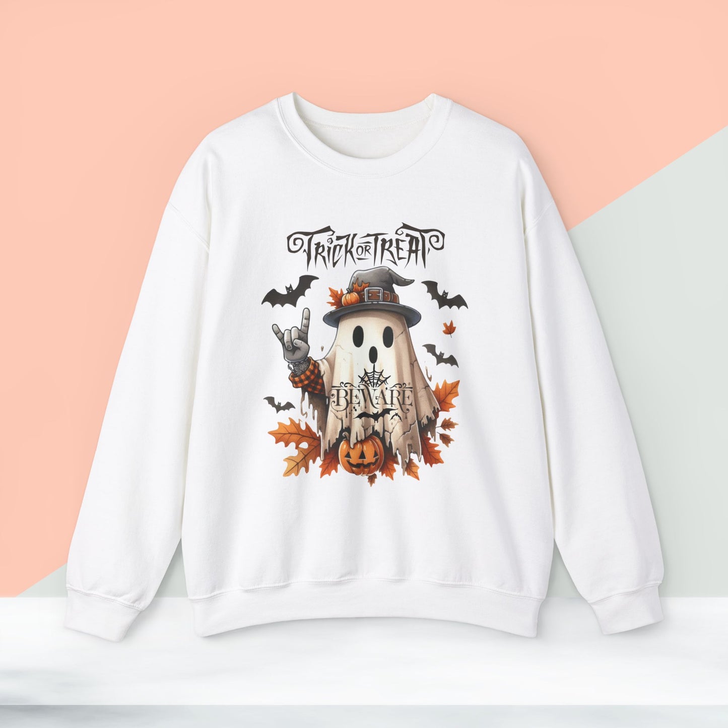 Trick Or Treat Halloween Sweatshirt, Happy Halloween Sweatshirt - Unisex Heavy Blend Crewneck, Halloween Sweatshirt, Cute Spooky Ghost sweatshirt.
