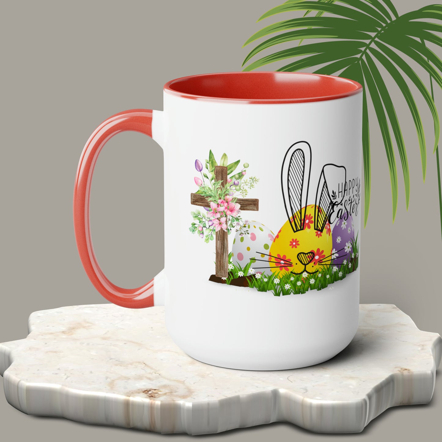 Happy EasterTwo-Tone Coffee Mugs, 15oz