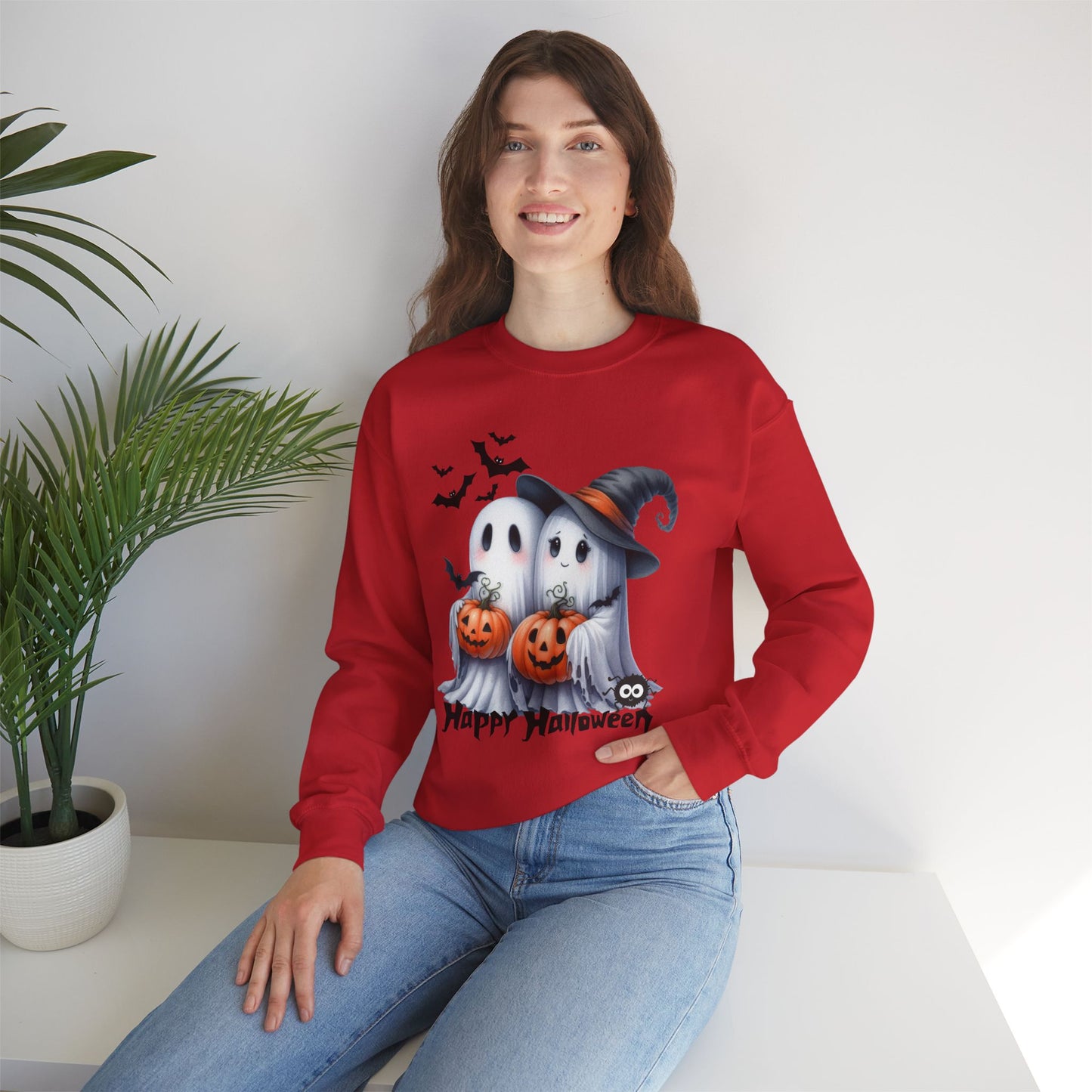 Happy Halloween Sweatshirt, Happy Halloween Sweatshirt - Unisex Heavy Blend Crewneck, Halloween Sweatshirt, Cute Spooky Ghost sweatshirt.
