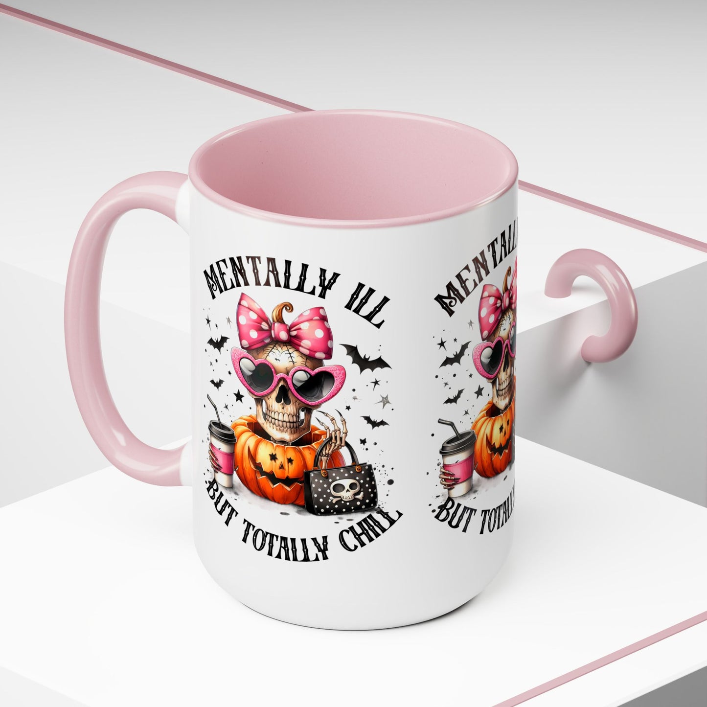 Mentally Ill But Totally Chill Halloween Coffee Mug, Let's Go Halloween Coffee Mug, Trick or Treat Halloween Coffee Mug, Cute Skeleton Coffee Mug, Spooky Season Halloween Coffee Mug.
