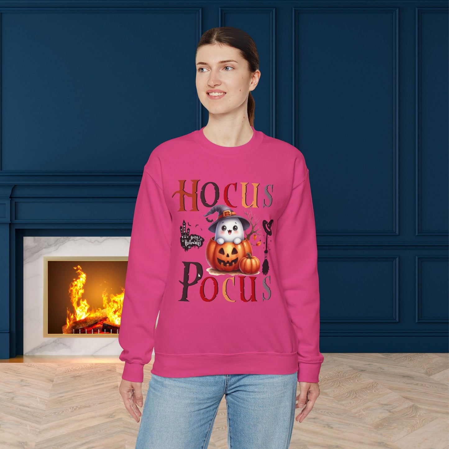 Hocus Pocus Happy Halloween Sweatshirt, Happy Halloween Sweatshirt - Unisex Heavy Blend Crewneck, Halloween Sweatshirt, Cute Spooky Ghost sweatshirt.