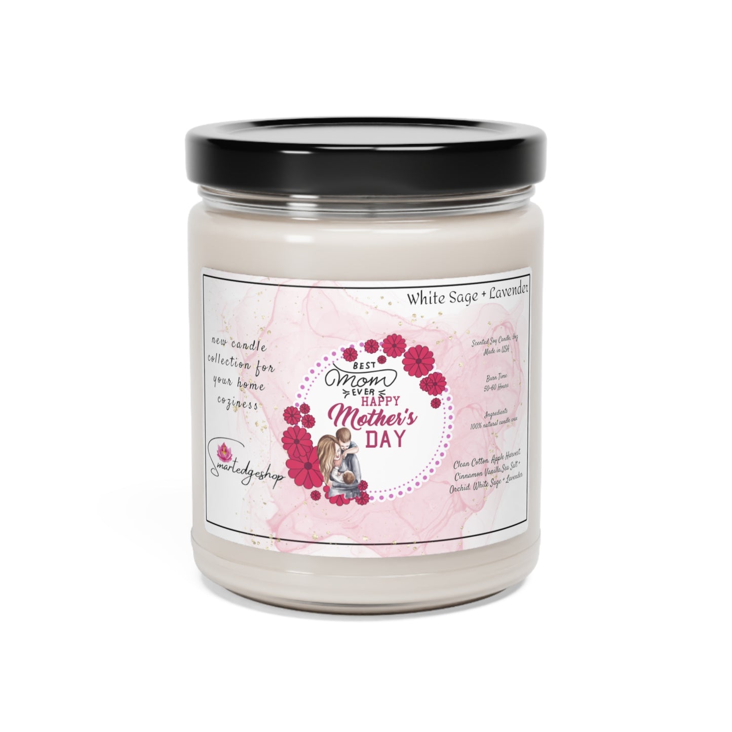 Happy Mother's Day Scented Soy Candle, 9oz, Gift for mom.