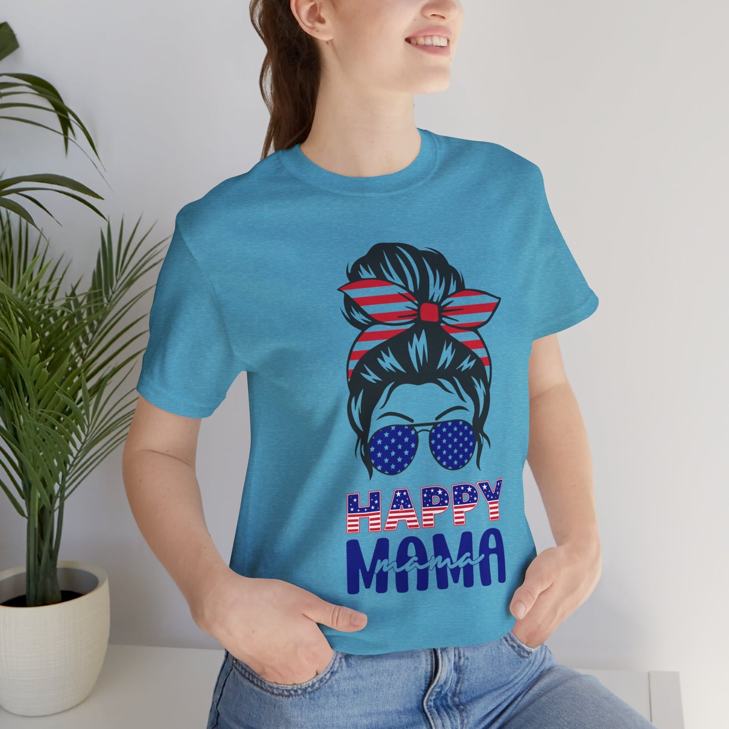 4th of July T-Shirt, Happy Mama T-Shirt, Fourth of July unisex jersey short sleeve.