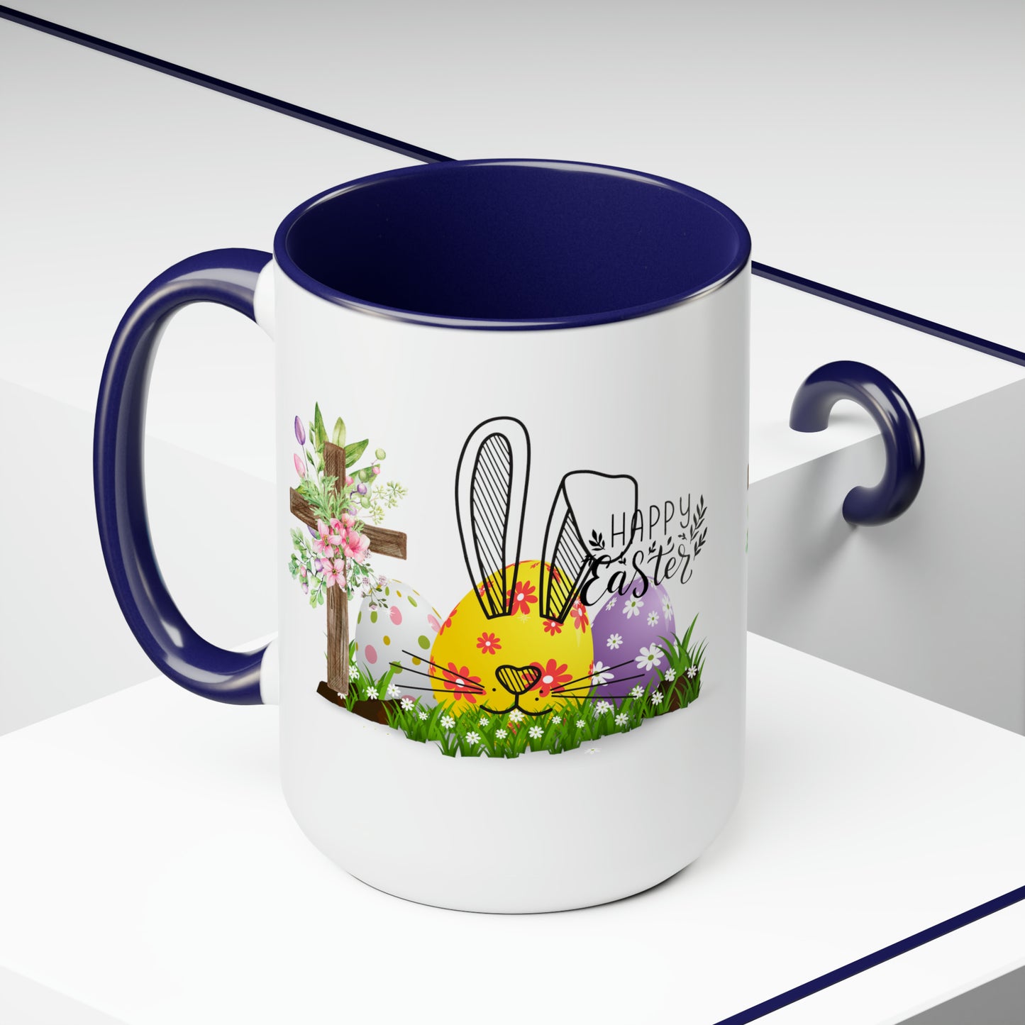 Happy EasterTwo-Tone Coffee Mugs, 15oz