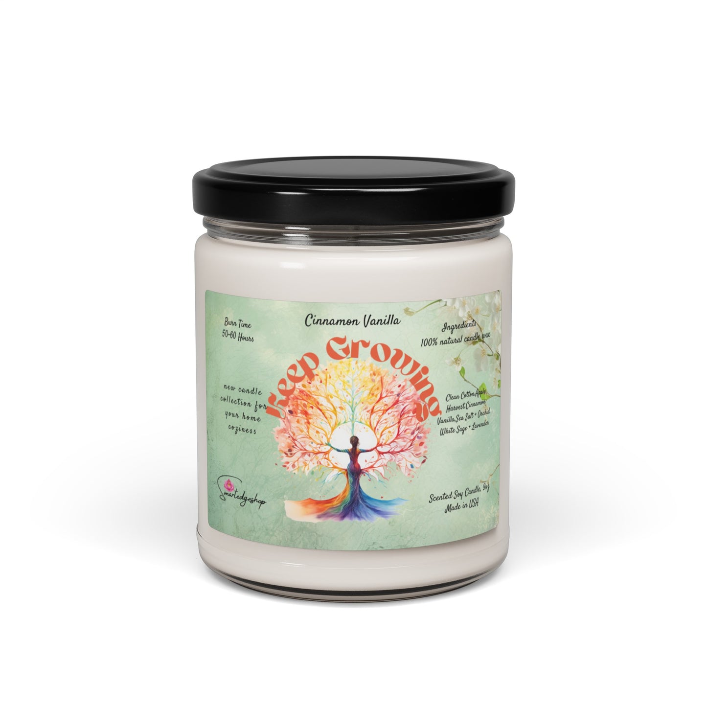 Keep Growing Yoga Scented Soy Candle, 9oz,Yoga , CuteCandle, Mindful Gift, Yoga lovers candle, Yoga Instructor Gift, Gift For Yoga lovers, Gift For Yogi.