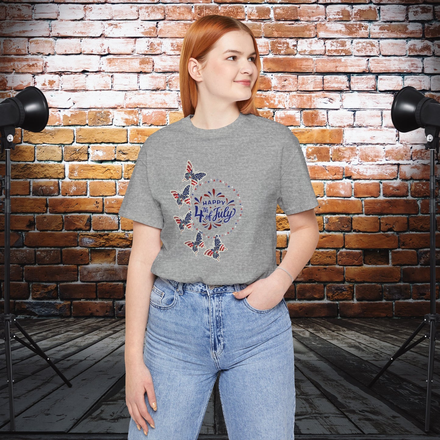 4th of July T-Shirt, Happy 4th Of July Butterfly T-Shirt, Fourth of July unisex jersey short sleeve.