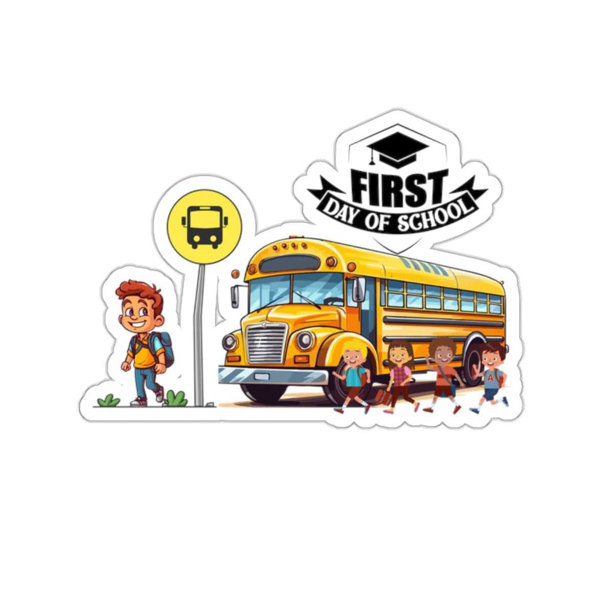 First Day Of School Back To School Kiss-Cut Stickers, First Grade Squad Kiss-Cut Stickers, Gift for First graders, Ready for School, Back to Learning.