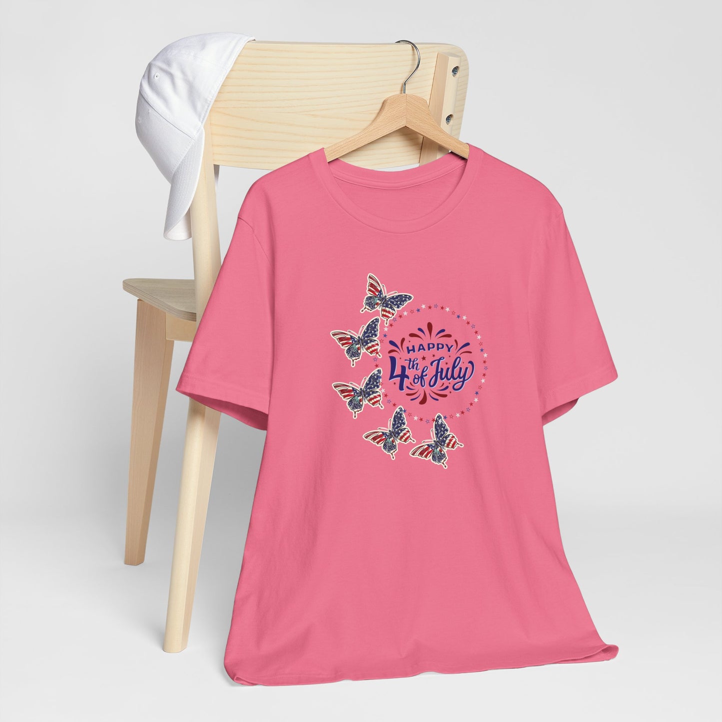 4th of July T-Shirt, Happy 4th Of July Butterfly T-Shirt, Fourth of July unisex jersey short sleeve.