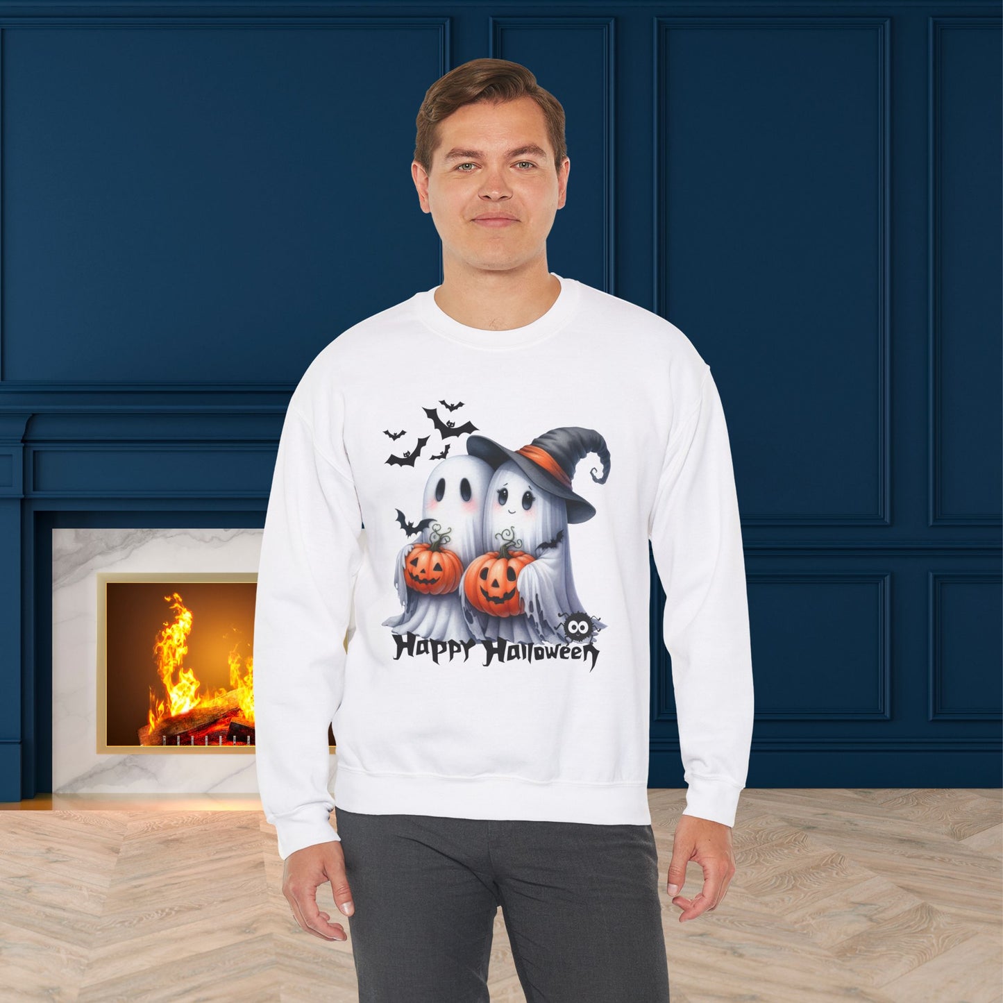 Happy Halloween Sweatshirt, Happy Halloween Sweatshirt - Unisex Heavy Blend Crewneck, Halloween Sweatshirt, Cute Spooky Ghost sweatshirt.