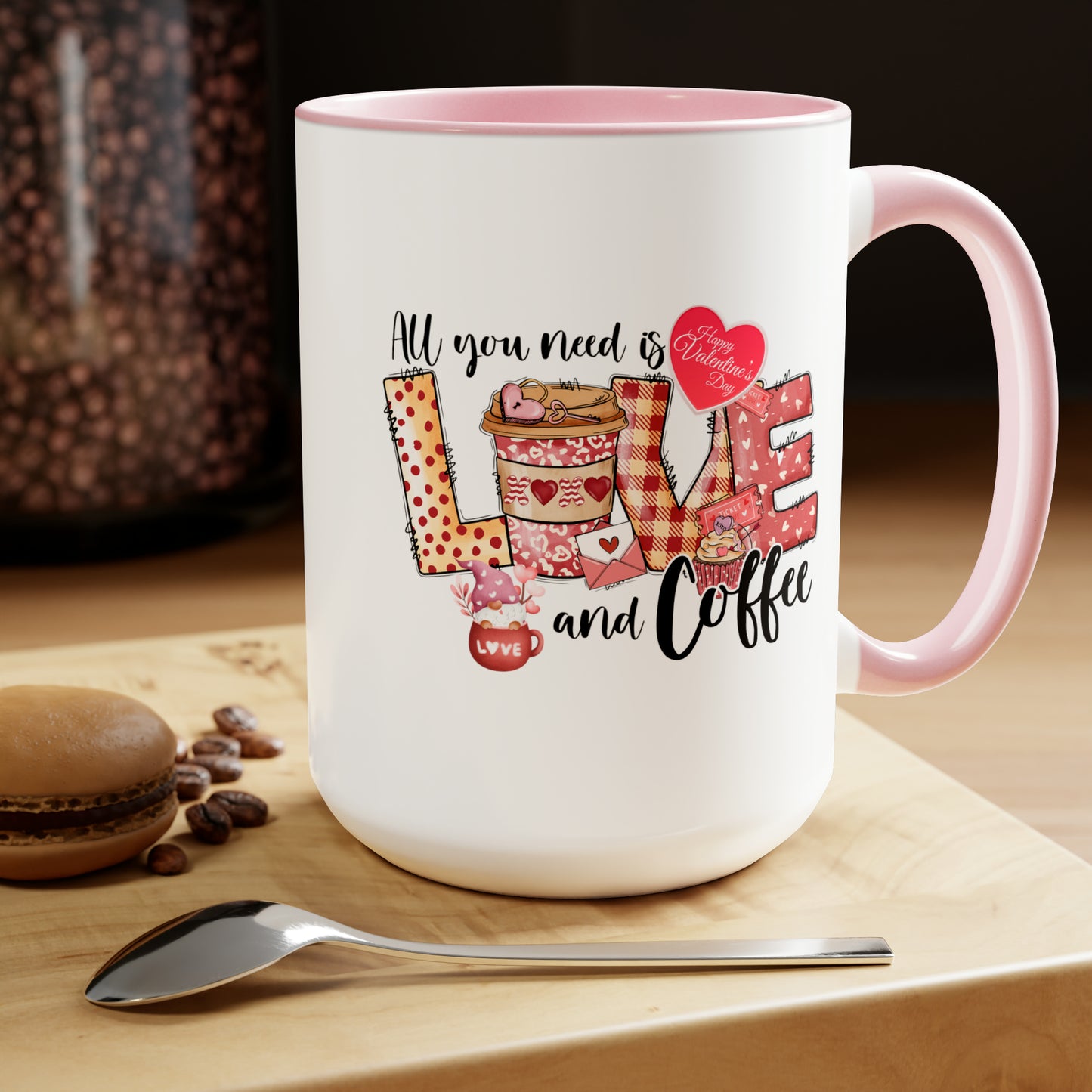 Happy valentines day Two-Tone Coffee Mugs, 15oz