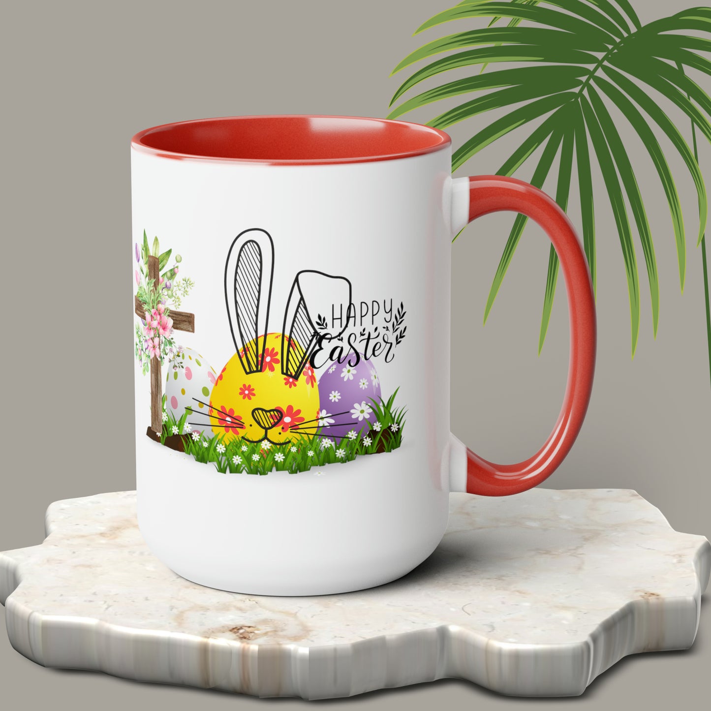 Happy EasterTwo-Tone Coffee Mugs, 15oz