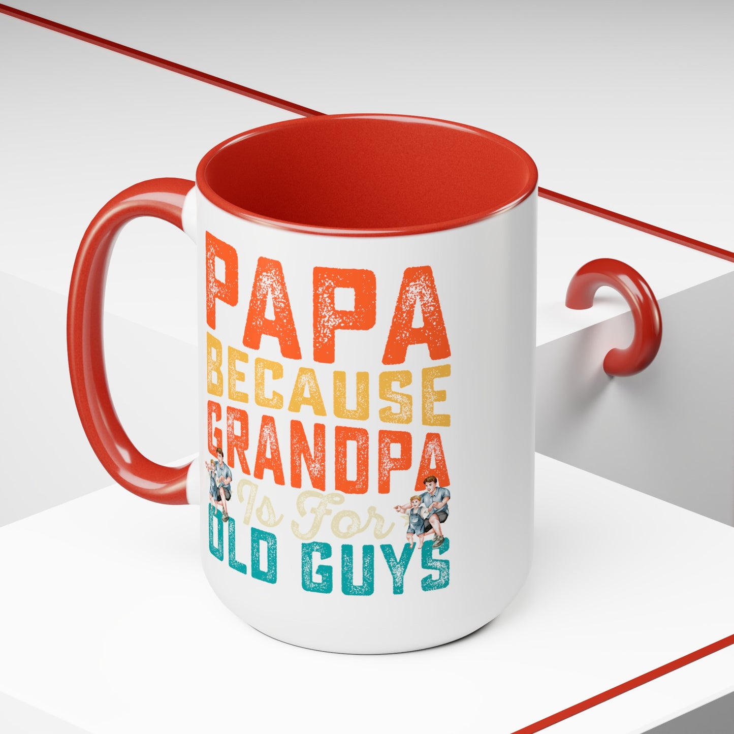 Happy father's dayTow-Tone Coffee Mug.15oz, Gift for Papa, Coffee Mug For Papa.