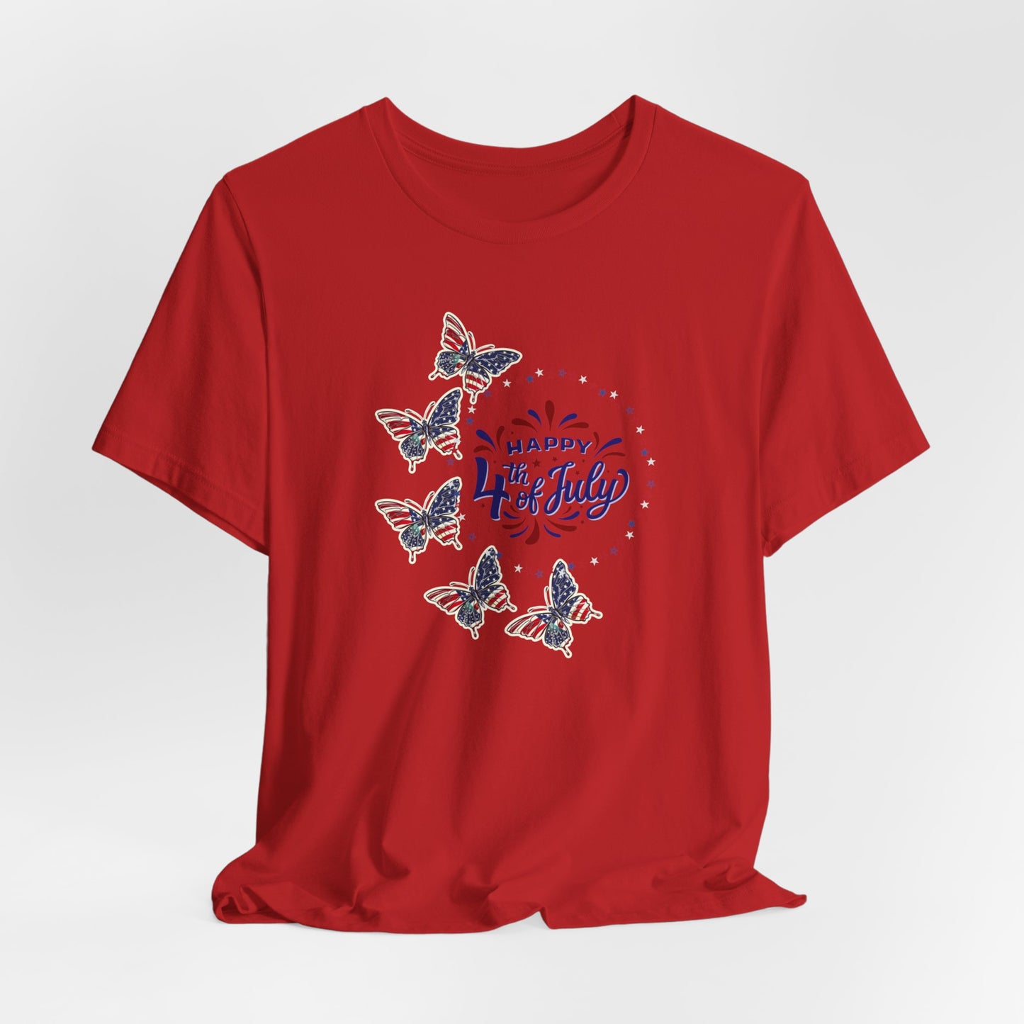 4th of July T-Shirt, Happy 4th Of July Butterfly T-Shirt, Fourth of July unisex jersey short sleeve.