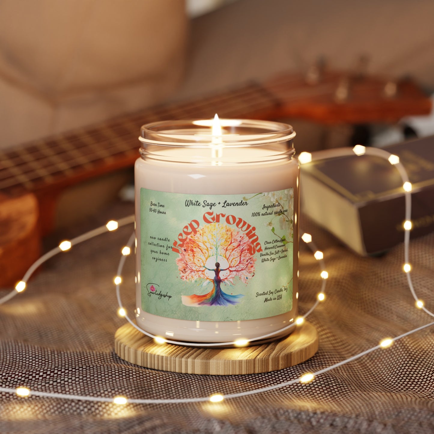 Keep Growing Yoga Scented Soy Candle, 9oz,Yoga , CuteCandle, Mindful Gift, Yoga lovers candle, Yoga Instructor Gift, Gift For Yoga lovers, Gift For Yogi.