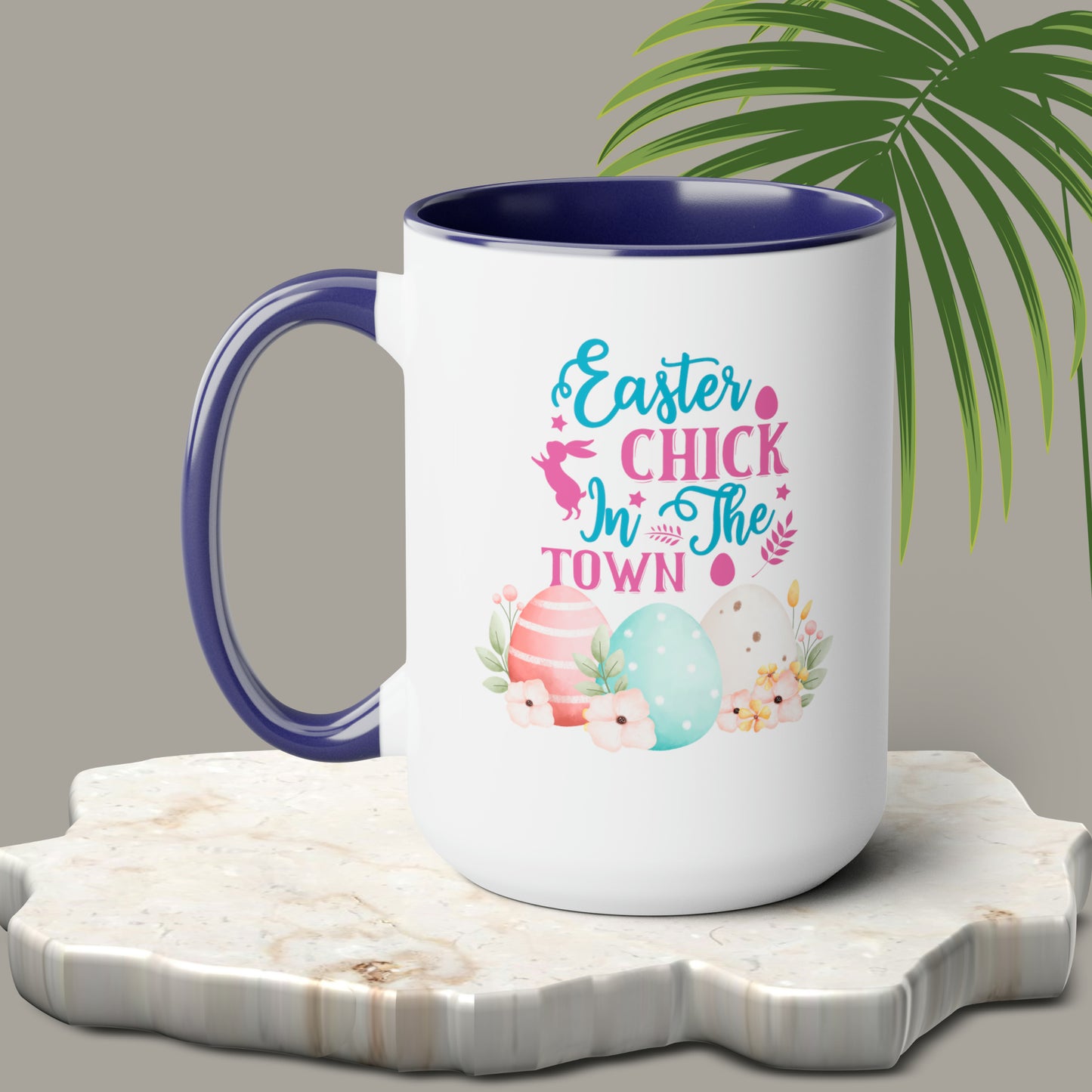 Happy Easter Two-Tone Coffee Mugs, 15oz