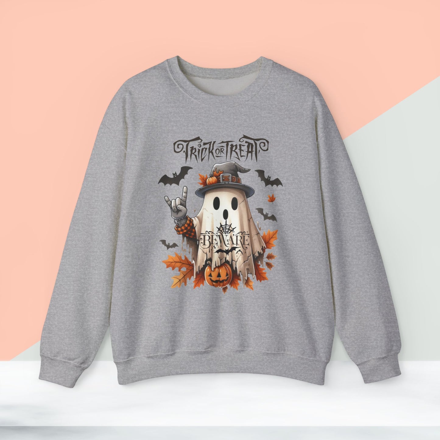 Trick Or Treat Halloween Sweatshirt, Happy Halloween Sweatshirt - Unisex Heavy Blend Crewneck, Halloween Sweatshirt, Cute Spooky Ghost sweatshirt.