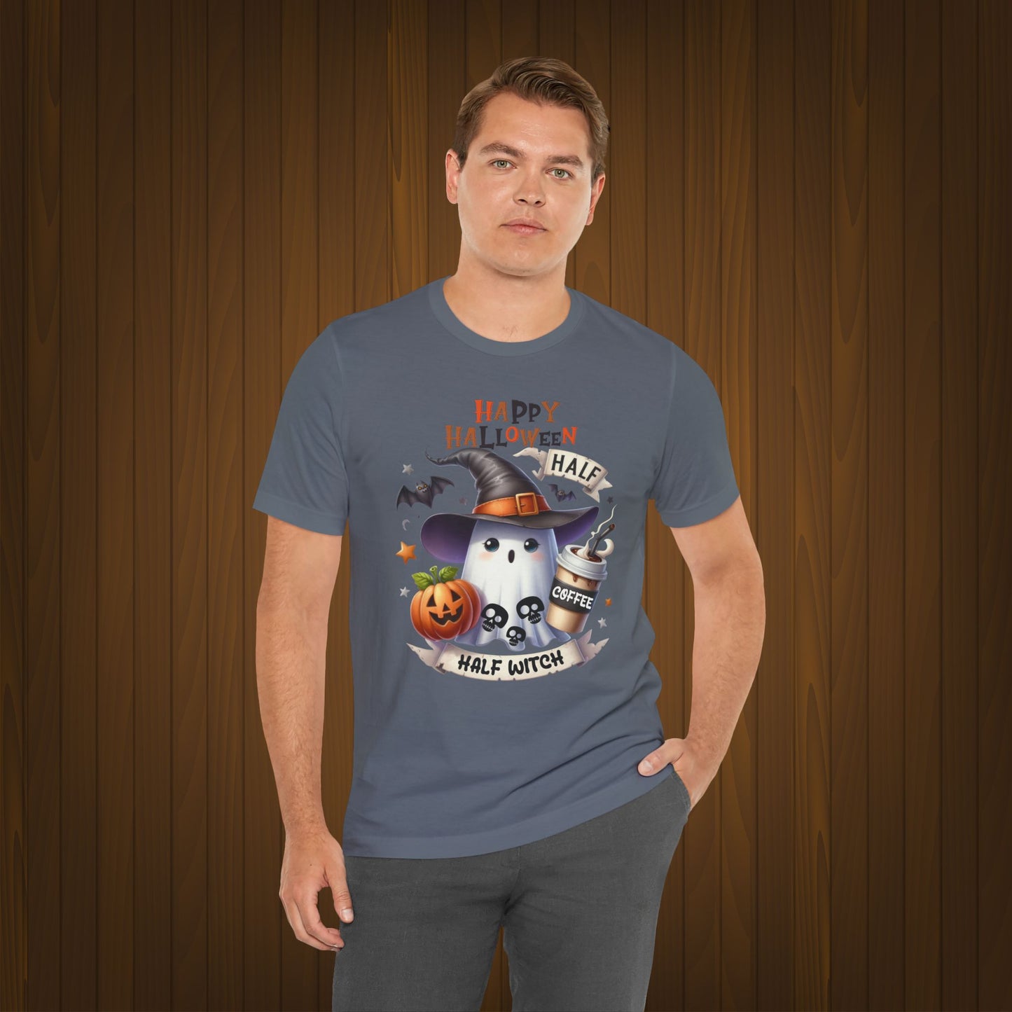 Half Coffee Half Witch T-shirt, Happy Halloween T-shirt, Trick Or Treat T-shirt, Halloween T-shirt, Cool Halloween T-shirt, Spooky T-shirt,