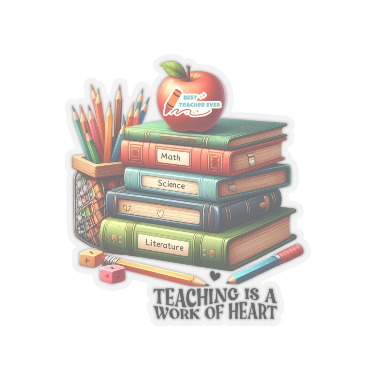 Teaching Is Work Of Heart Back To School Kiss-Cut Stickers, First Grade Squad Kiss-Cut Stickers, Gift for First graders, Ready for School, Back to Learning.