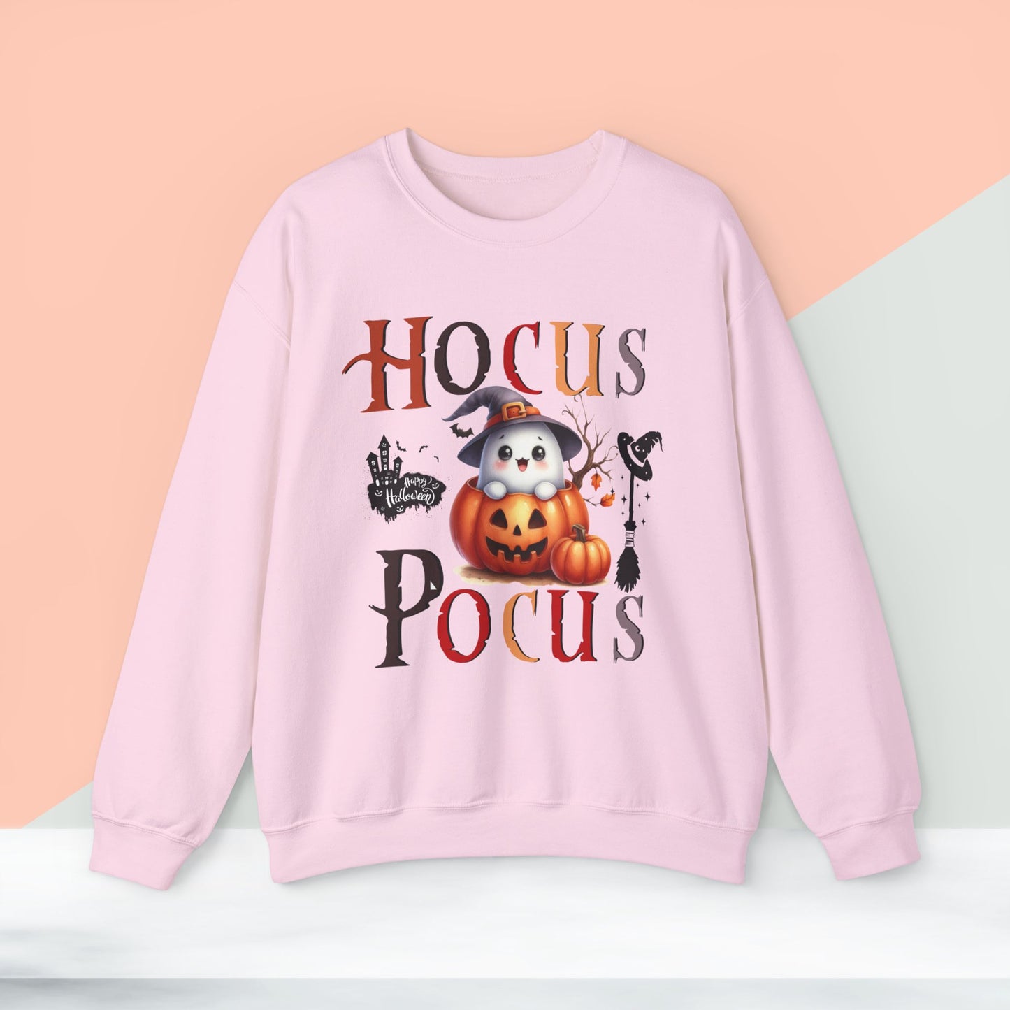 Hocus Pocus Happy Halloween Sweatshirt, Happy Halloween Sweatshirt - Unisex Heavy Blend Crewneck, Halloween Sweatshirt, Cute Spooky Ghost sweatshirt.