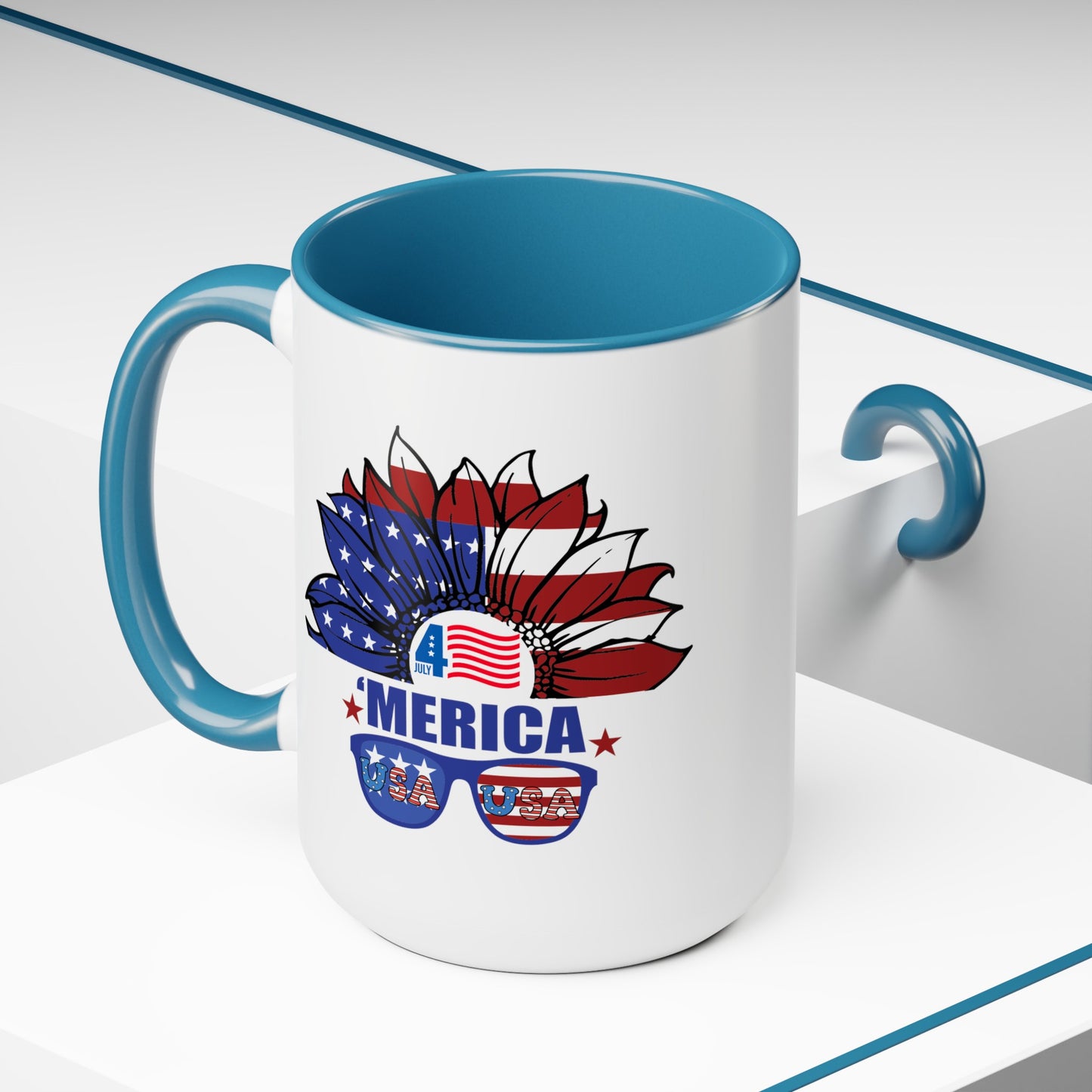Happy 4th Of July Two -Tone Coffee Mug.15oz.