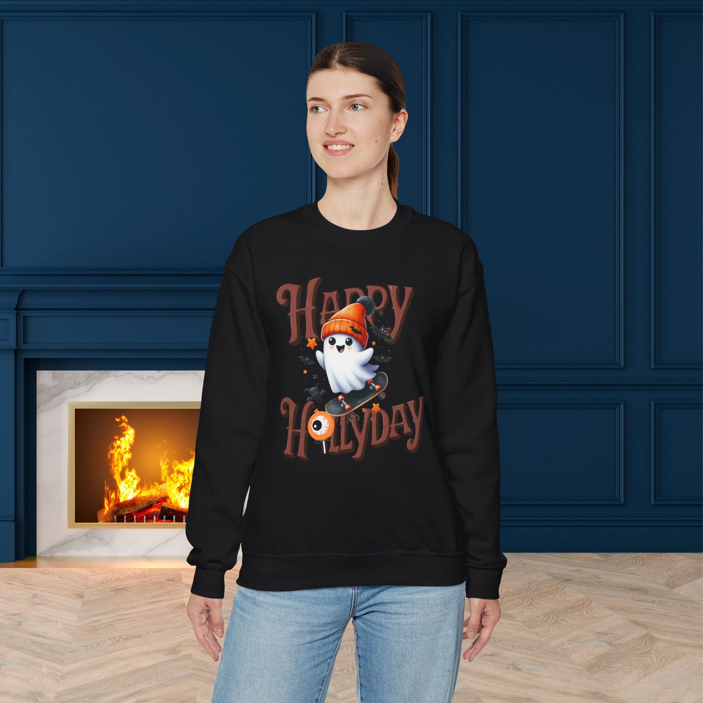 Happy Halloween Sweatshirt, Happy Halloween Sweatshirt - Unisex Heavy Blend Crewneck, Halloween Sweatshirt, Cute Spooky Ghost sweatshirt.