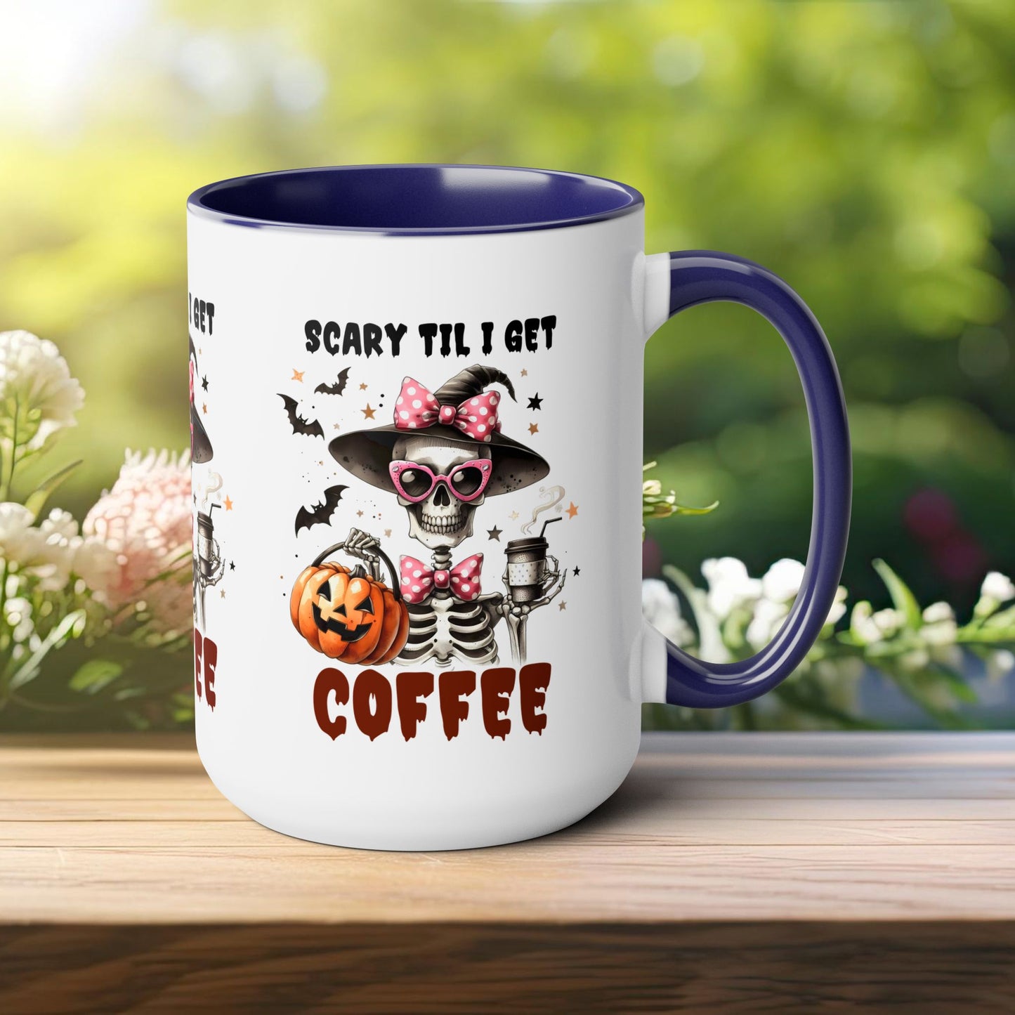 Scary Til I Get Coffee Halloween Coffee Mug, Let's Go Halloween Coffee Mug, Trick or Treat Halloween Coffee Mug, Cute Skeleton Coffee Mug, Spooky Season Halloween Coffee Mug.