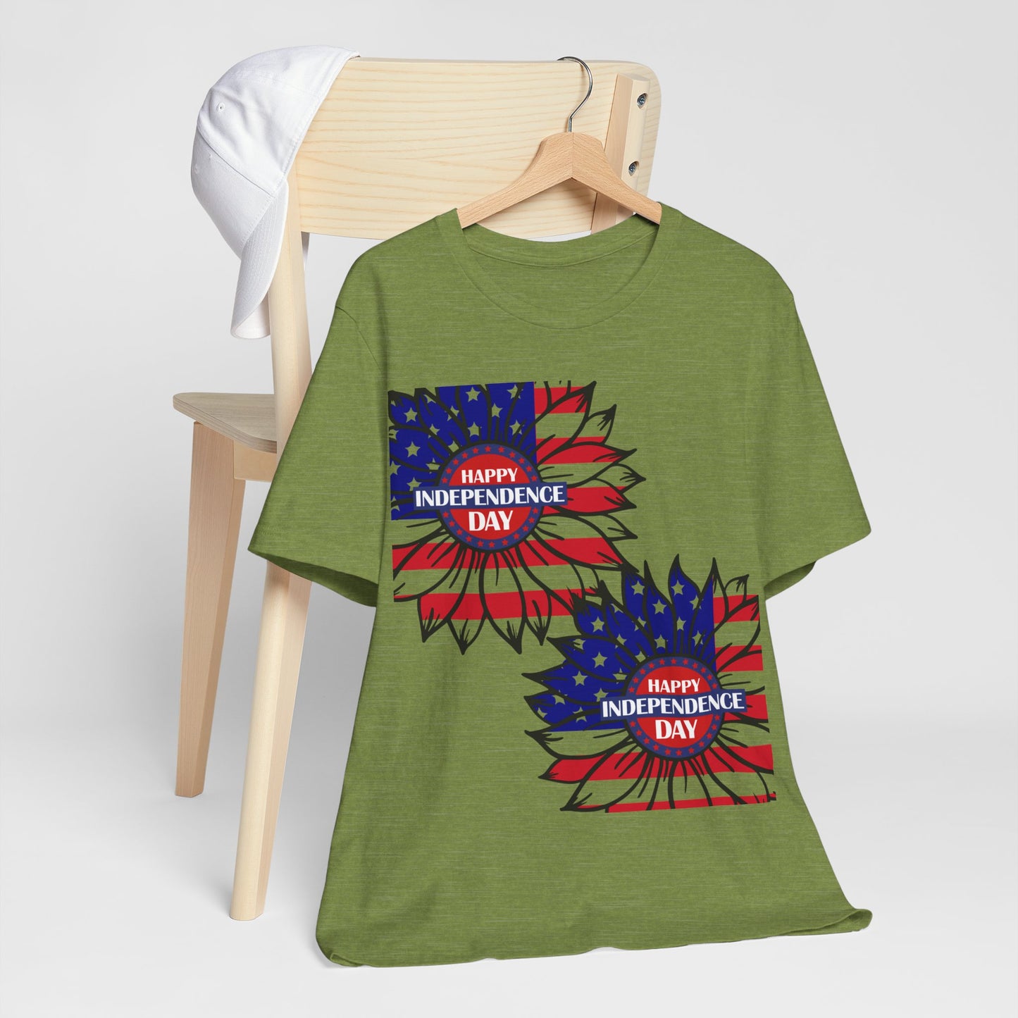 4th of July T-Shirt, Happy Independence Day Sunflower T-Shirt, Fourth of July unisex jersey short sleeve.