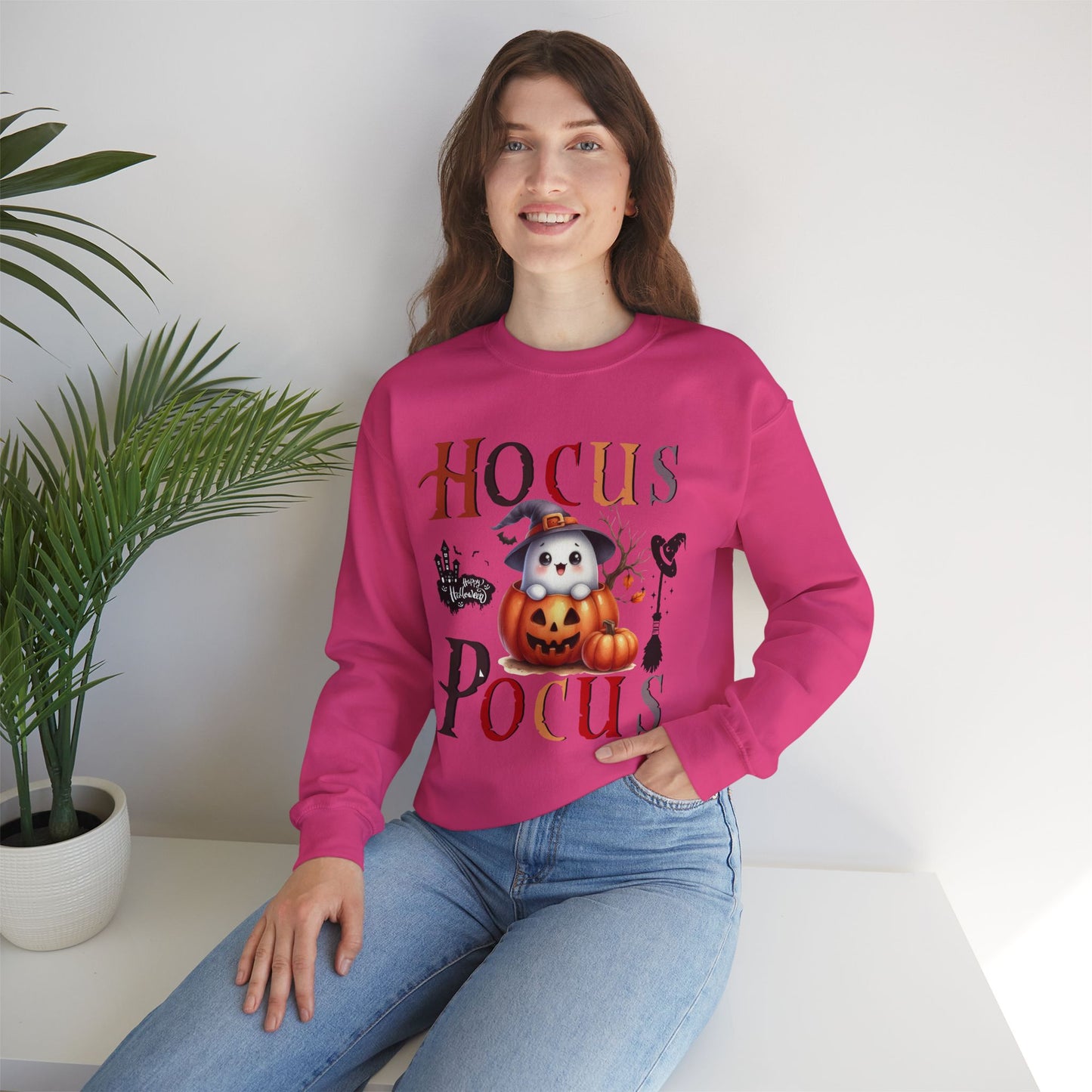 Hocus Pocus Happy Halloween Sweatshirt, Happy Halloween Sweatshirt - Unisex Heavy Blend Crewneck, Halloween Sweatshirt, Cute Spooky Ghost sweatshirt.