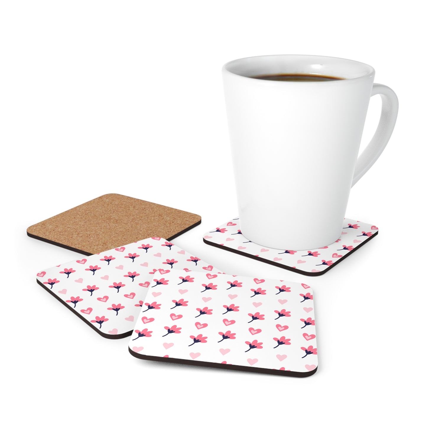 Happy Valentines Day Corkwood Coaster Set
