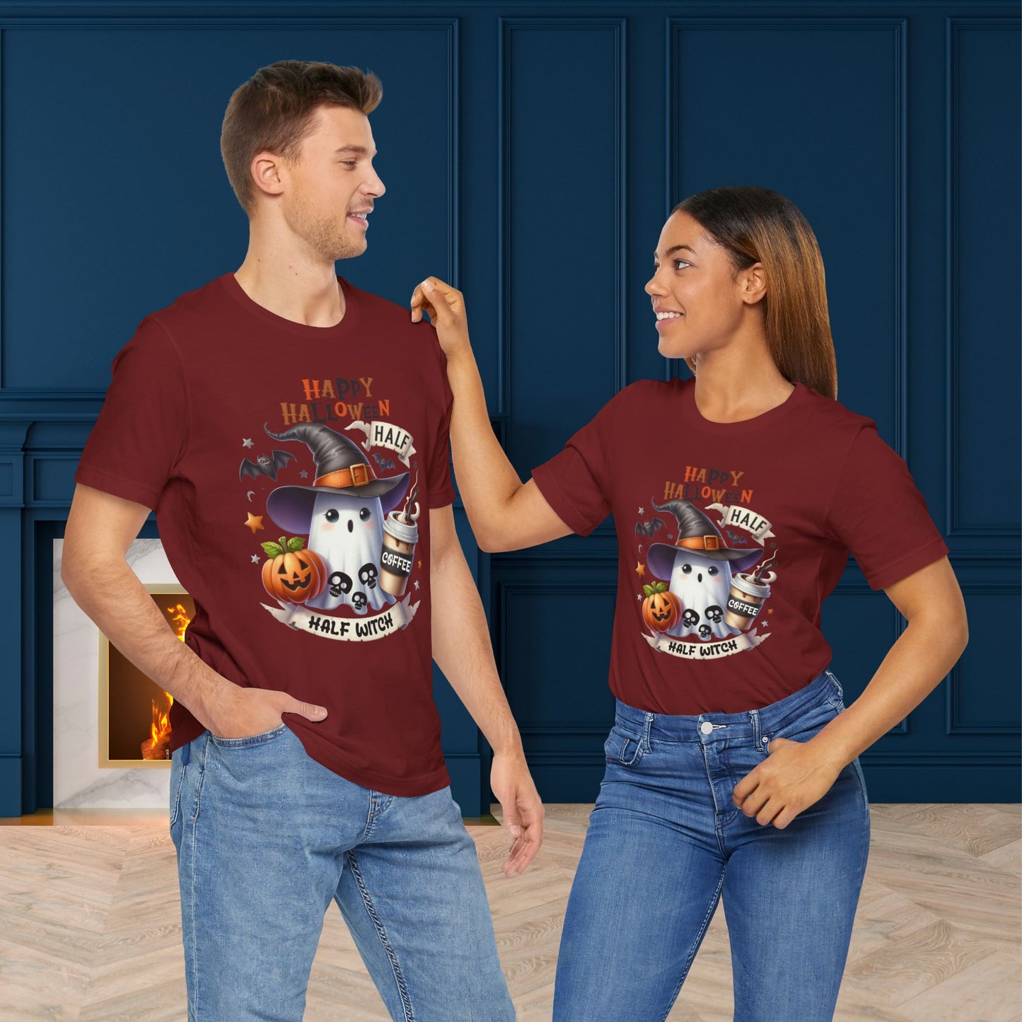 Half Coffee Half Witch T-shirt, Happy Halloween T-shirt, Trick Or Treat T-shirt, Halloween T-shirt, Cool Halloween T-shirt, Spooky T-shirt,