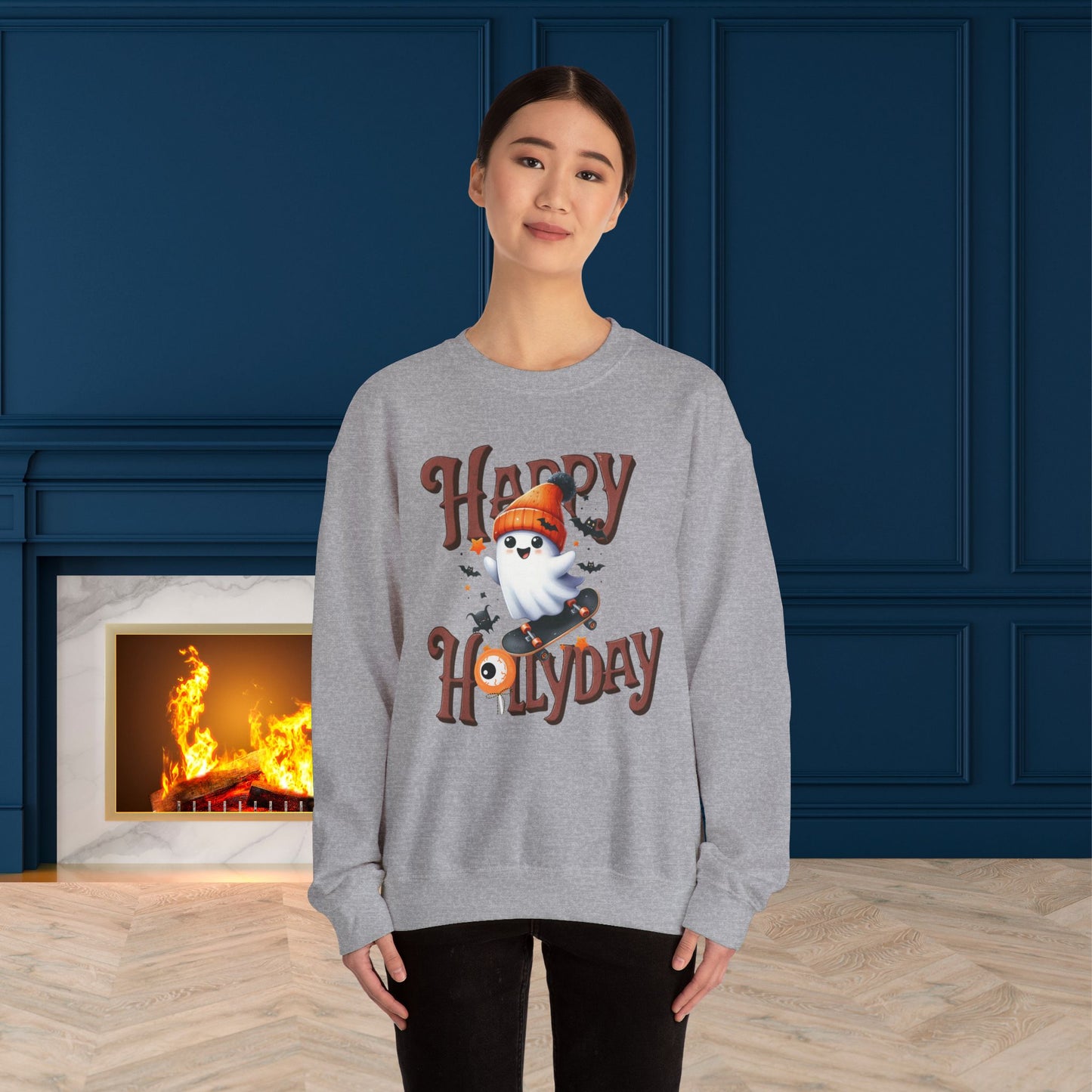 Happy Halloween Sweatshirt, Happy Halloween Sweatshirt - Unisex Heavy Blend Crewneck, Halloween Sweatshirt, Cute Spooky Ghost sweatshirt.