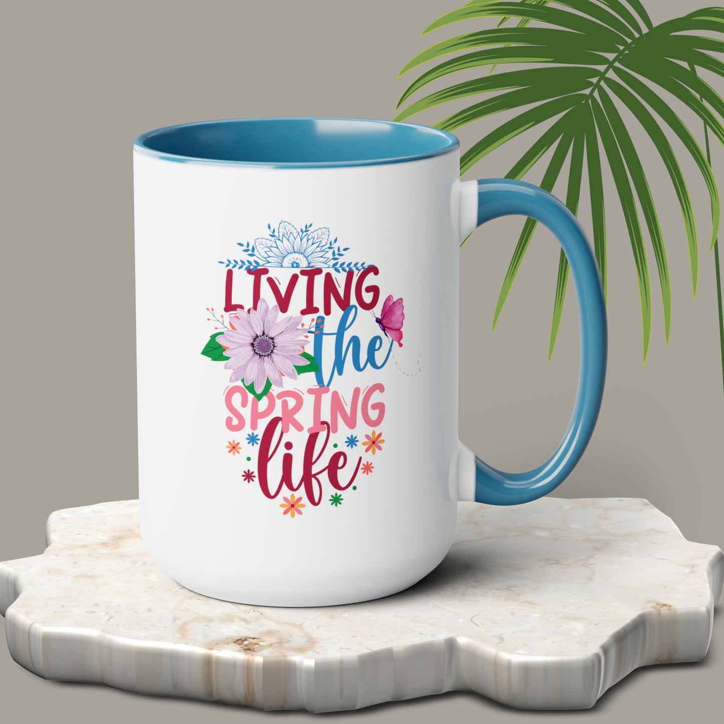 Living The Spring time Two-Tone Coffee Mugs, 15oz
