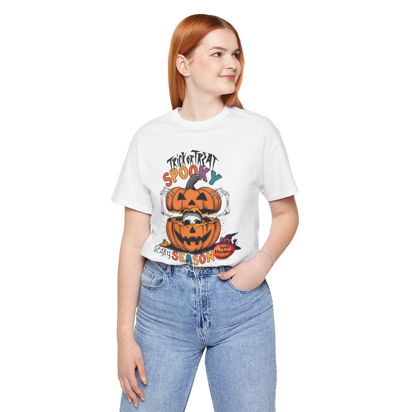 Spooky Scary Season T-shirt, Happy Halloween Skeleton T-shirt, Happy Halloween T-shirt, Trick Or Treat T-shirt, Halloween T-shirt, Cool Halloween T-shirt, Spooky T-shirt,