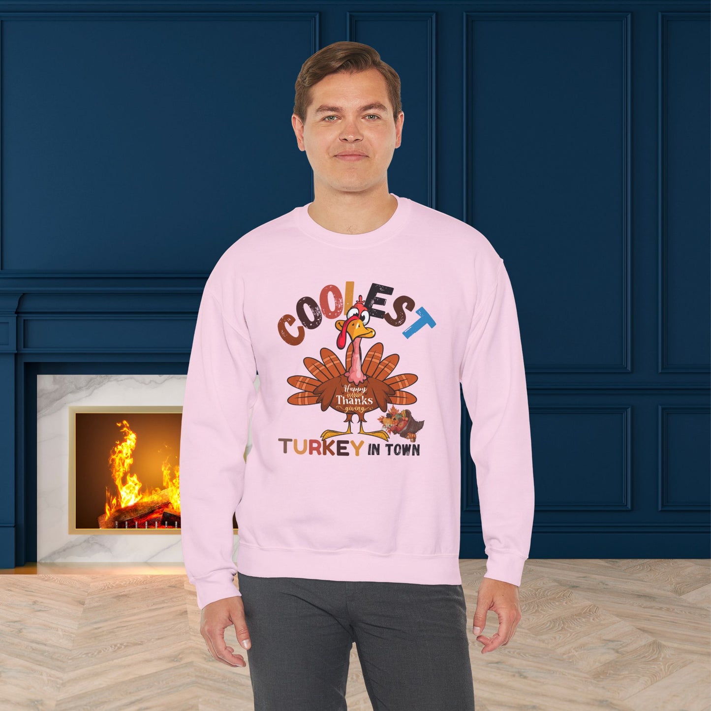 Coolest Turkey in Town Sweatshirt, HappyThanksgiving Sweatshirt - Unisex Heavy Blend, Happy Thanksgiving2024 Sweatshirt, Thanksgiving Gift, Festive Sweatshirt.