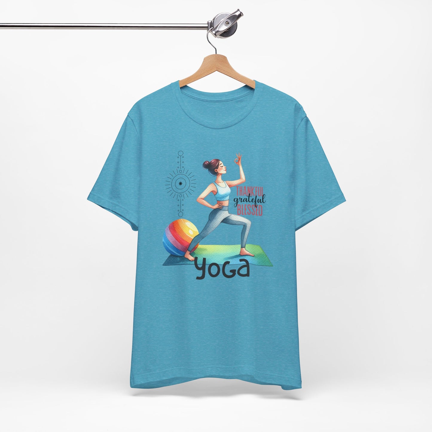 Thankful Grateful Blessed Yoga Design T-Shirt, Cute Yoga workout Shirt, Yoga lovers T-shirt, Yoga Instructor Gift, Gym shirt, Gift For Yoga lover, Gift For Yogi.