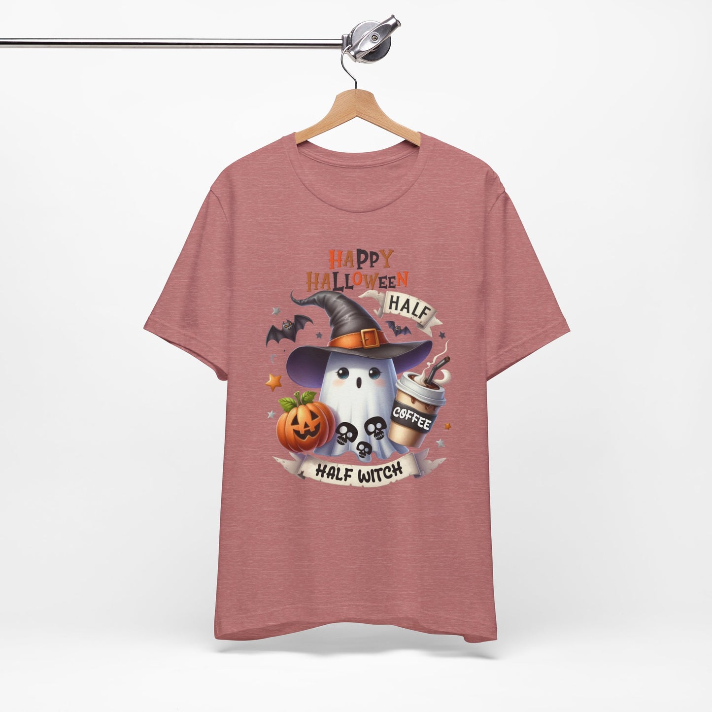 Half Coffee Half Witch T-shirt, Happy Halloween T-shirt, Trick Or Treat T-shirt, Halloween T-shirt, Cool Halloween T-shirt, Spooky T-shirt,