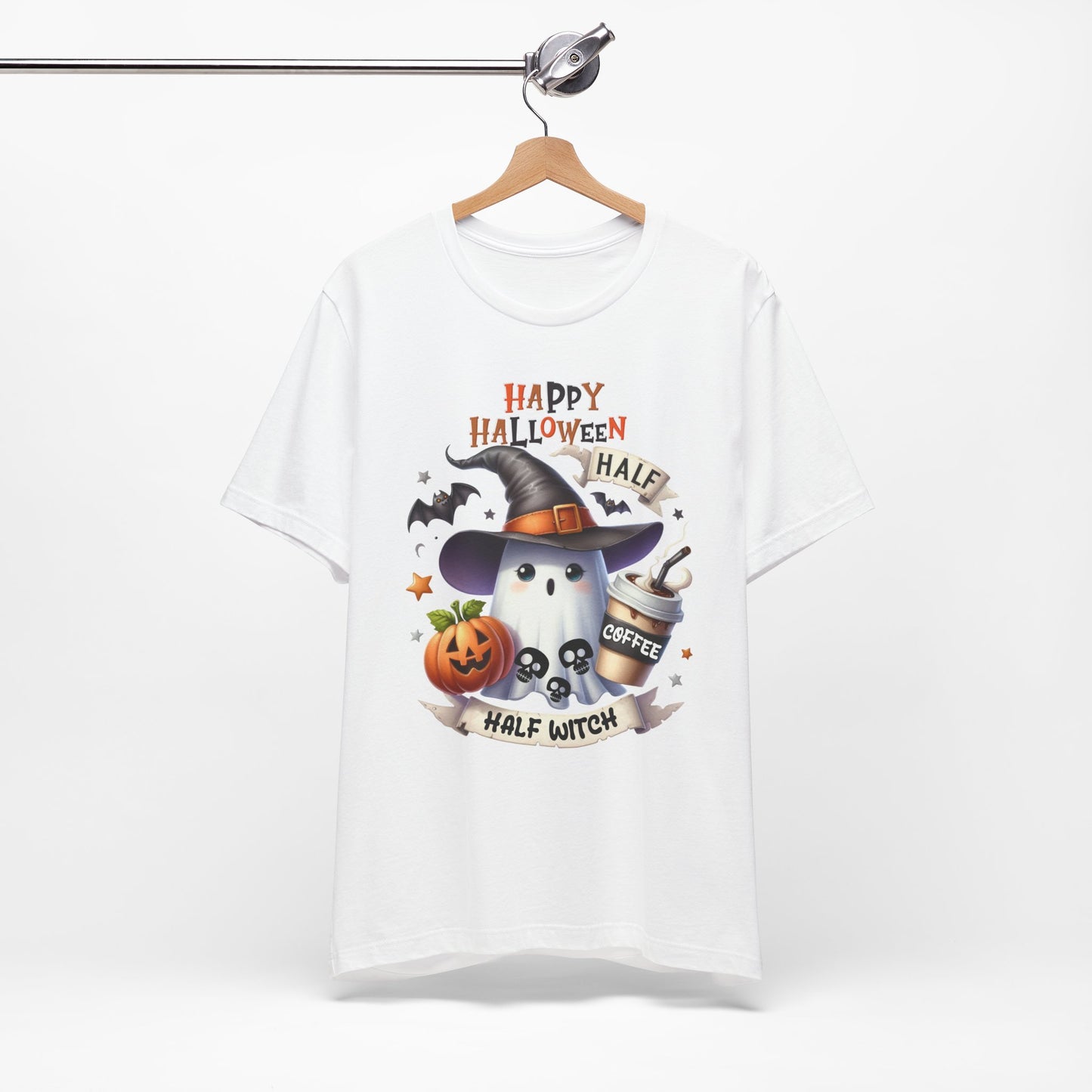 Half Coffee Half Witch T-shirt, Happy Halloween T-shirt, Trick Or Treat T-shirt, Halloween T-shirt, Cool Halloween T-shirt, Spooky T-shirt,