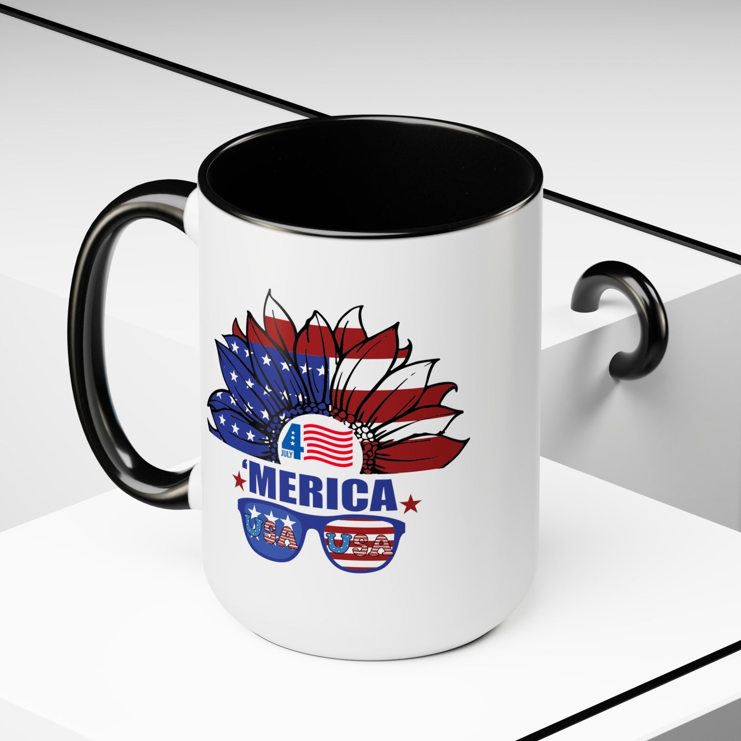 Happy 4th Of July Two -Tone Coffee Mug.15oz.