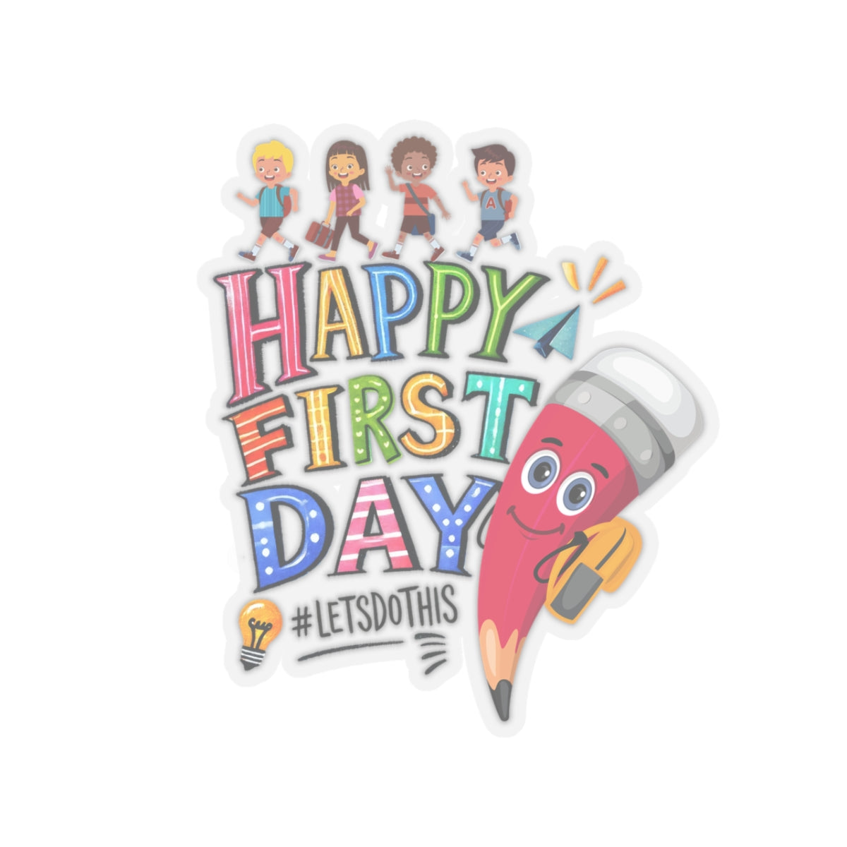 Happy First Day Back To School Kiss-Cut Stickers, First Grade Squad Kiss-Cut Stickers, Gift for First graders, Ready for School, Back to Learning.