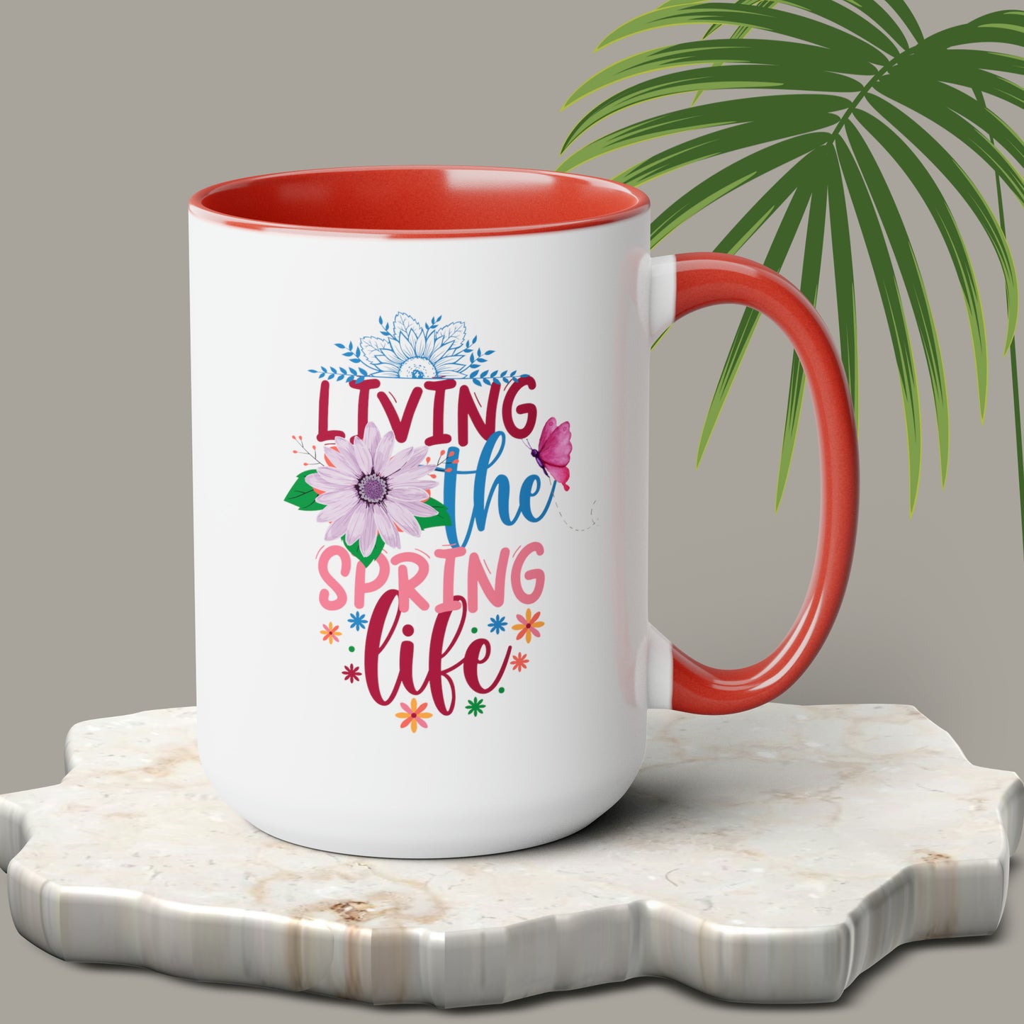 Living The Spring time Two-Tone Coffee Mugs, 15oz
