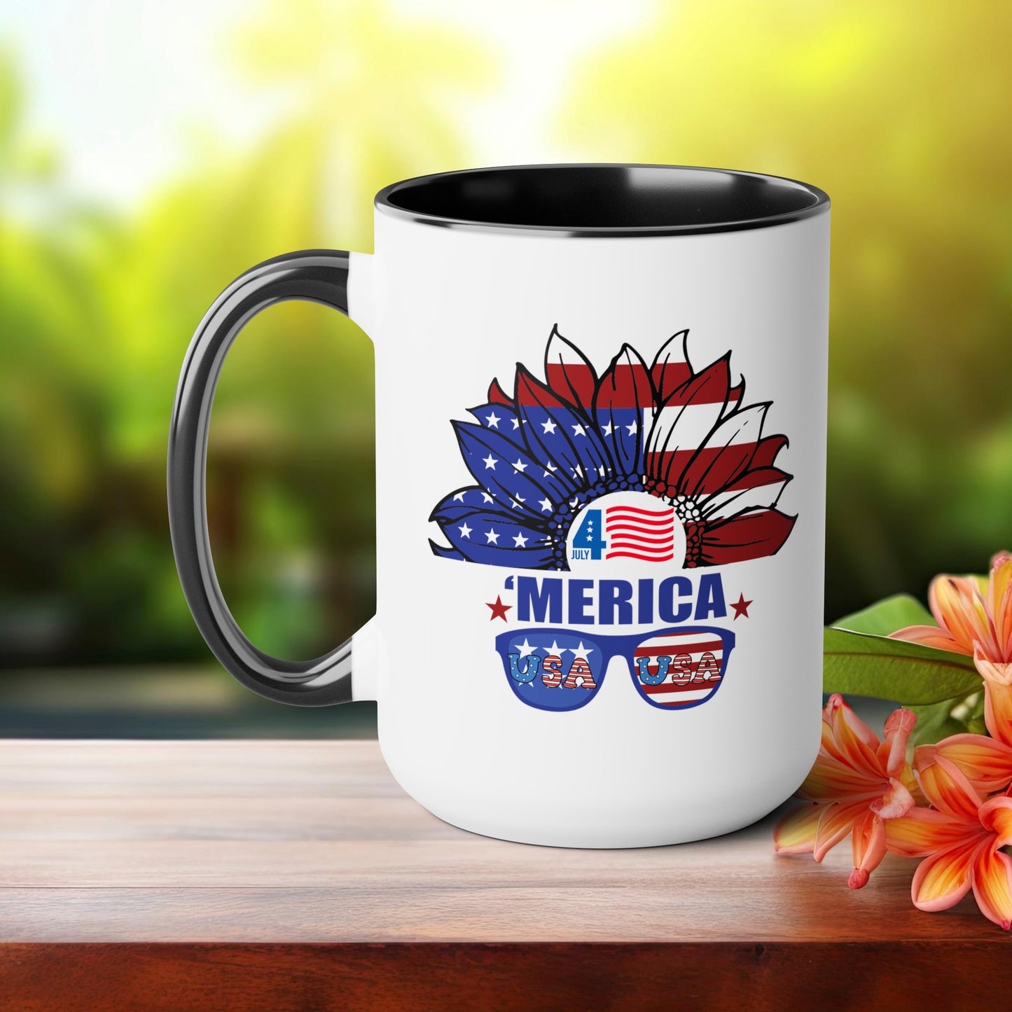 Happy 4th Of July Two -Tone Coffee Mug.15oz.