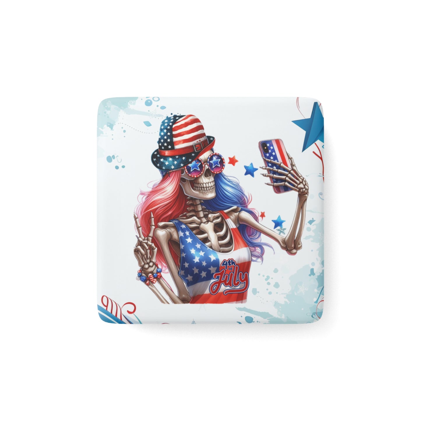 Happy 4th of July Porcelain Magnet, Square, Sunflower Magnet, America, Flag, Peace Love America. Proud To Be An American, Red White Blue Magnet, God Bless America Magnet.