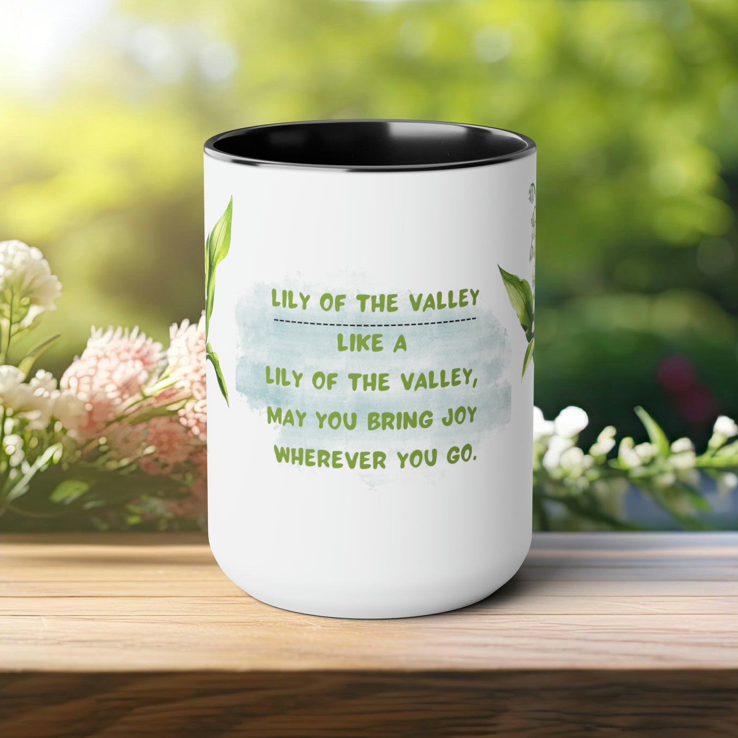 Birth Month FlowerTwo-Tone Coffee Mugs, 15oz, May Birth Month Flower mug.