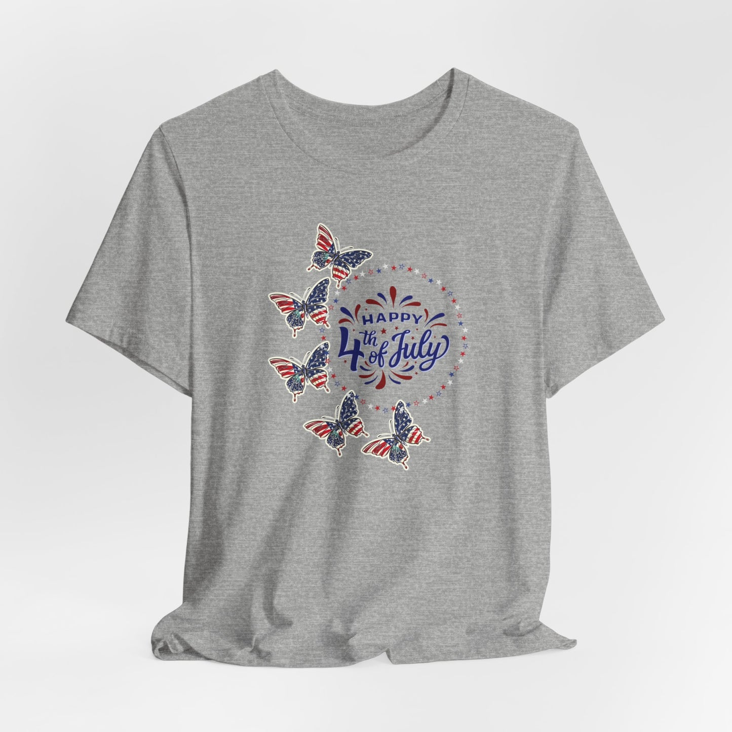 4th of July T-Shirt, Happy 4th Of July Butterfly T-Shirt, Fourth of July unisex jersey short sleeve.