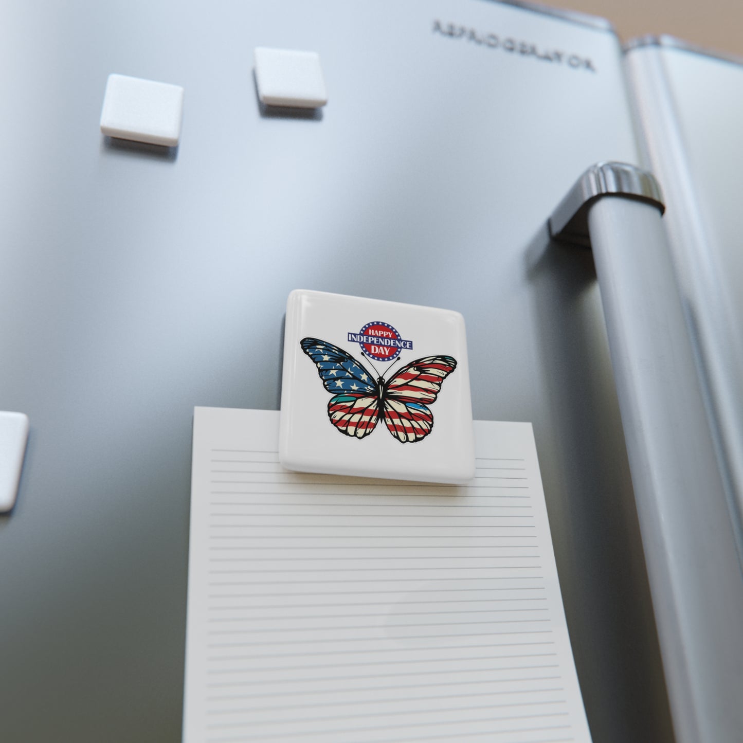 Happy 4th of July Porcelain Magnet, Square, America, Flag, Peace Love America. Proud To Be An American, Red White Blue Magnet, God Bless America Magnet.