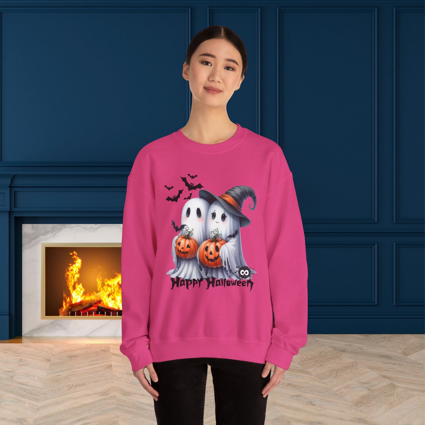 Happy Halloween Sweatshirt, Happy Halloween Sweatshirt - Unisex Heavy Blend Crewneck, Halloween Sweatshirt, Cute Spooky Ghost sweatshirt.