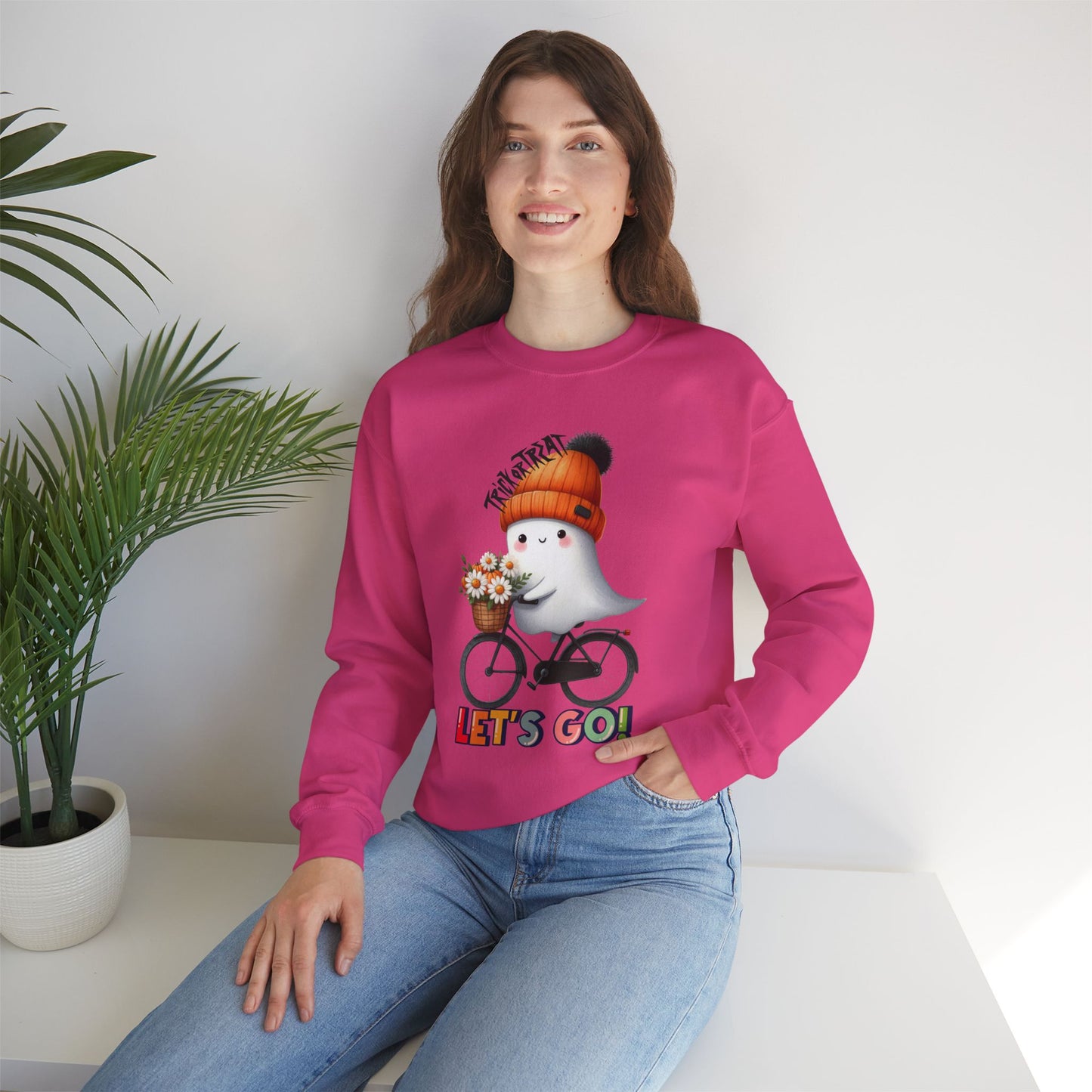 Let's Go Happy Halloween Sweatshirt, Happy Halloween Sweatshirt - Unisex Heavy Blend Crewneck, Halloween Sweatshirt, Cute Spooky Ghost sweatshirt.