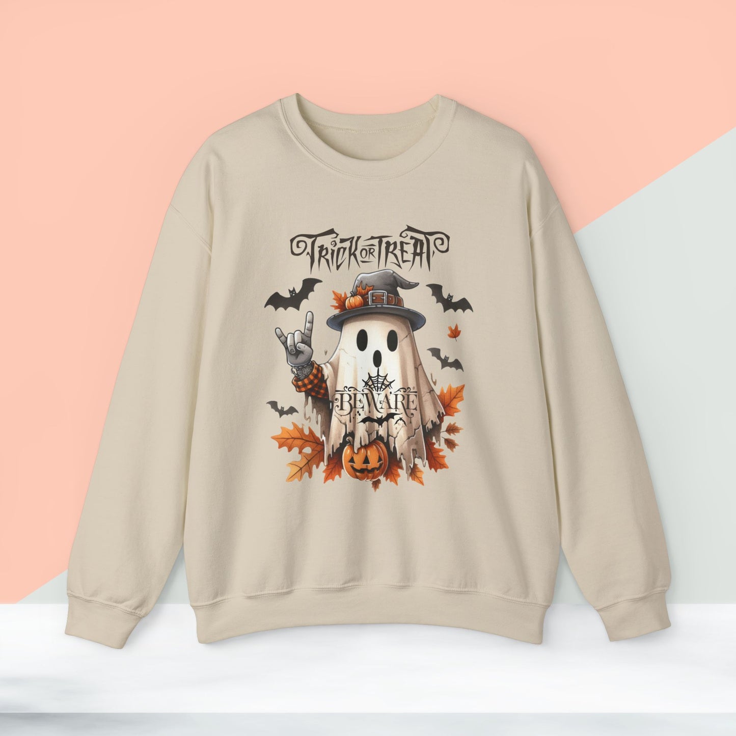 Trick Or Treat Halloween Sweatshirt, Happy Halloween Sweatshirt - Unisex Heavy Blend Crewneck, Halloween Sweatshirt, Cute Spooky Ghost sweatshirt.