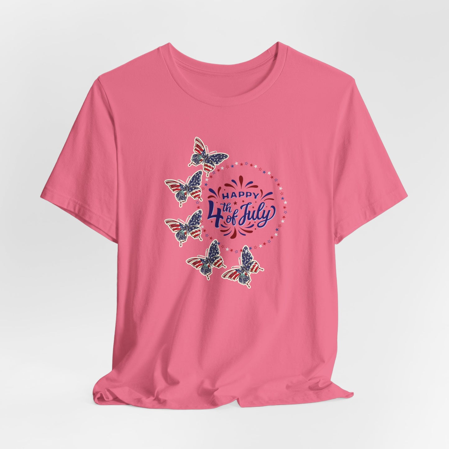 4th of July T-Shirt, Happy 4th Of July Butterfly T-Shirt, Fourth of July unisex jersey short sleeve.