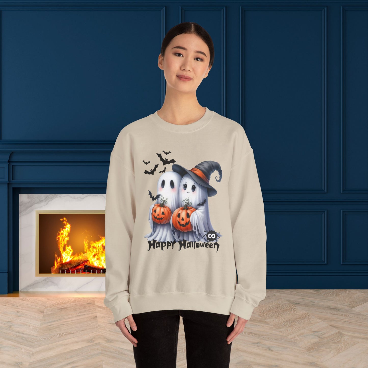 Happy Halloween Sweatshirt, Happy Halloween Sweatshirt - Unisex Heavy Blend Crewneck, Halloween Sweatshirt, Cute Spooky Ghost sweatshirt.